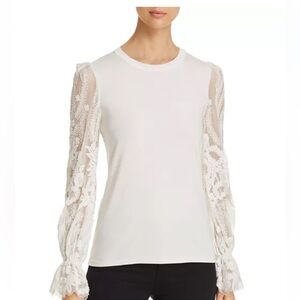 ELIE TAHARI Hamani Lace-sleeve Top Fresh Pearl Size‎ small NWT